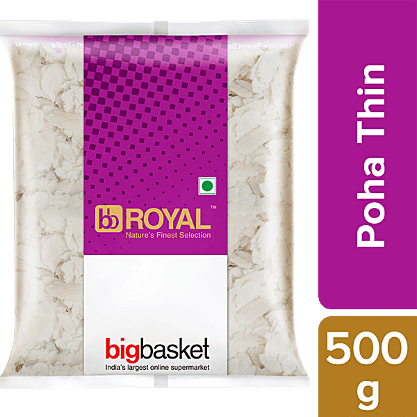 bb Royal Poha/Avalakki/Aval/Chivda - Thin-White Poha, 500 g Pouch - GROFOO