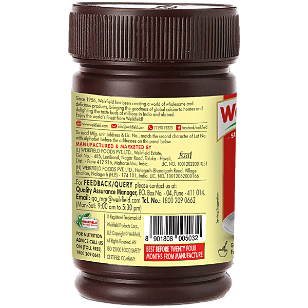 Weikfield Cocoa Powder - Low Fat Pure Cocoa Powder, 50 g Polyjar - GROFOO