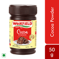 Weikfield Cocoa Powder - Low Fat Pure Cocoa Powder, 50 g Polyjar - GROFOO