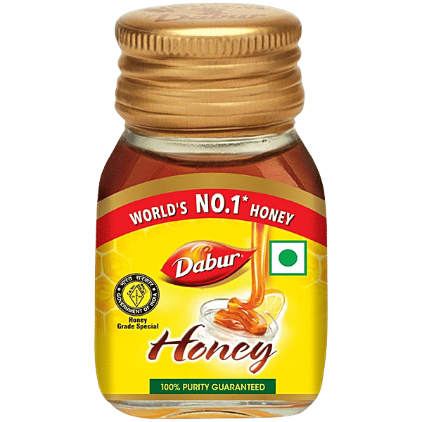 Dabur 100% Pure Honey - Worlds No.1 Honey Brand With No Sugar Adulteration, 50 g Bottle - GROFOO