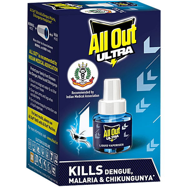 All Out Ultra Liquid Vaporizer Mosquito Repellent Refill - Kills Dengue, Malaria, &amp; Chikungunya Mosquitoes, 45 ml - GROFOO