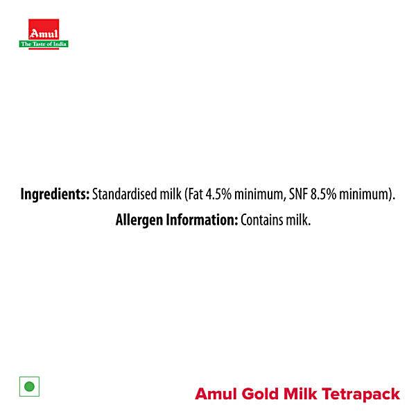 Amul Gold Homogenised Standardised Milk, 1 L - GROFOO