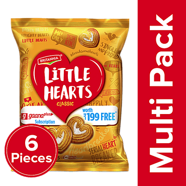 Britannia Britannia Little Hearts Classic - Sugar Sprinkled, Heart Shaped Biscuits, 6x26 g Multi Pack - GROFOO