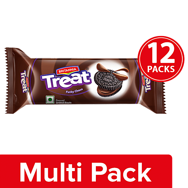 Britannia Treat - Funky Choco Biscuits, 12x60 g Multipack - GROFOO