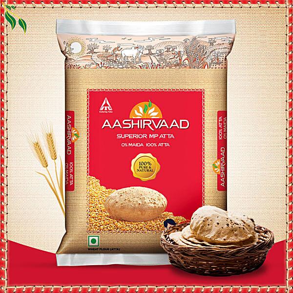 Aashirvaad Atta/Godihittu - Whole Wheat, 5 kg - GROFOO