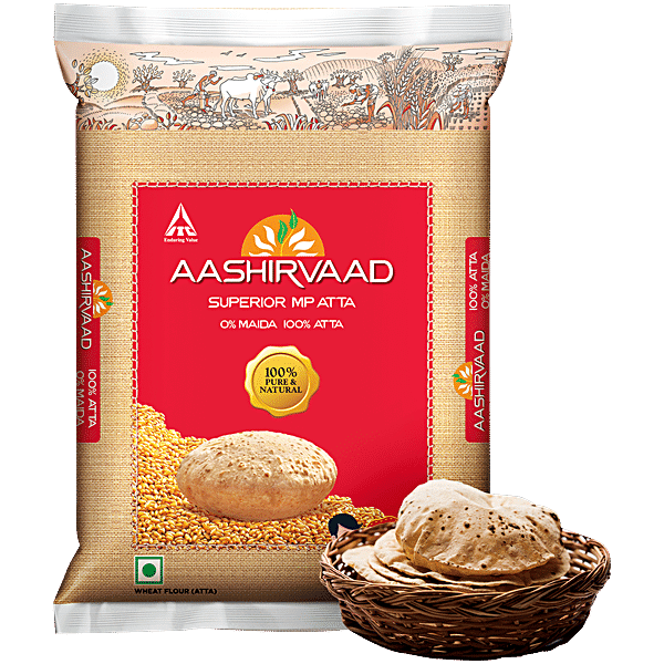 Aashirvaad Atta/Godihittu - Whole Wheat, 5 kg - GROFOO