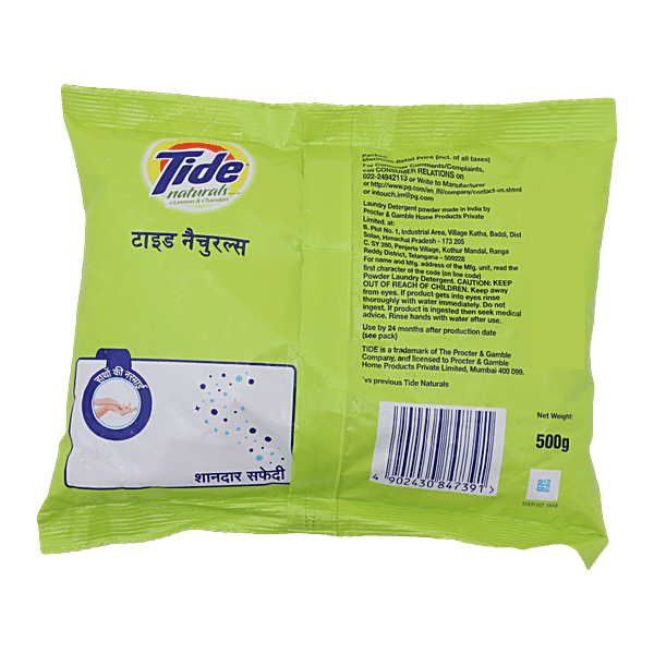 Tide Naturals Detergent Powder - Lemon & Chandan, 500 g - GROFOO