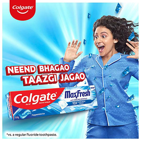 Colgate MaxFresh Blue Gel Anticavity Toothpaste - Peppermint Ice, 81 g - GROFOO