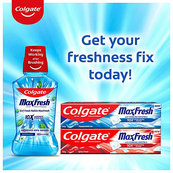 Colgate MaxFresh Blue Gel Anticavity Toothpaste - Peppermint Ice, 81 g - GROFOO