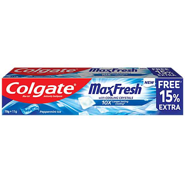 Colgate MaxFresh Blue Gel Anticavity Toothpaste - Peppermint Ice, 81 g - GROFOO