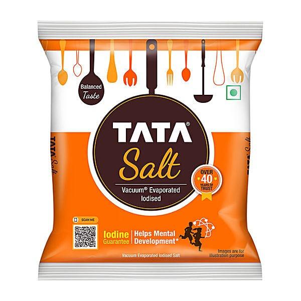 Tata Salt Vacuum Evaporated Iodised Salt - Helps Mental Development, 1 kg Pouch - GROFOO