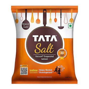 Tata Salt Vacuum Evaporated Iodised Salt - Helps Mental Development, 1 kg Pouch - GROFOO