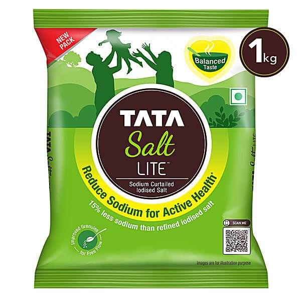 Tata Salt Lite - 15% Low Sodium Iodised Salt, For Healthy Lifestyle, 1 kg Pouch - GROFOO