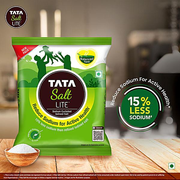 Tata Salt Lite - 15% Low Sodium Iodised Salt, For Healthy Lifestyle, 1 kg Pouch - GROFOO