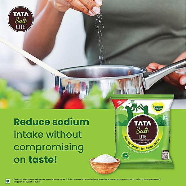 Tata Salt Lite - 15% Low Sodium Iodised Salt, For Healthy Lifestyle, 1 kg Pouch - GROFOO