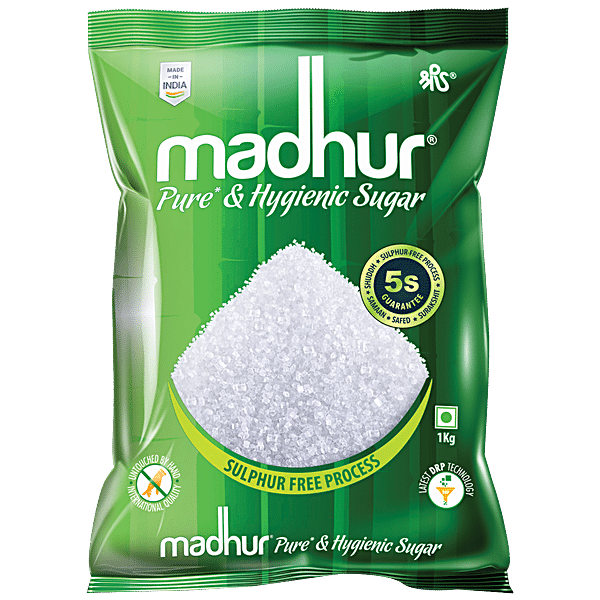 Madhur Sugar/Sakkare - Refined, 1 kg Pouch - GROFOO