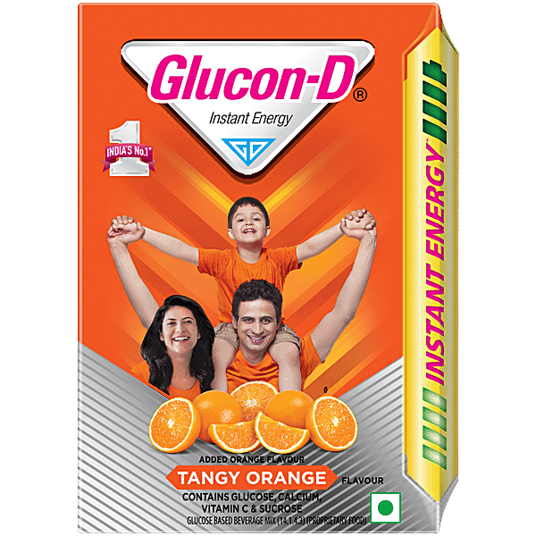 Glucon-D Instant Energy Nutrition Drink - Tangy Orange, 200 g Refill - GROFOO