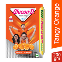 Glucon-D Instant Energy Nutrition Drink - Tangy Orange, 200 g Refill - GROFOO