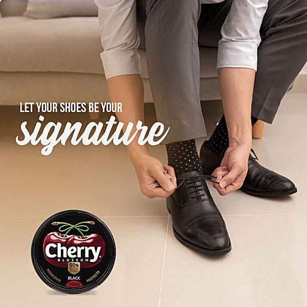 Cherry Blossom Wax Shoe Polish, Black, 40 g - GROFOO