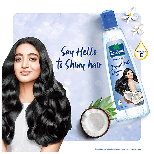 Parachute  Advansed Jasmine Coconut Hair Oil With Vitamin E - Non-Sticky, For Healthy Shiny Hair, 90 ml Bottle - GROFOO