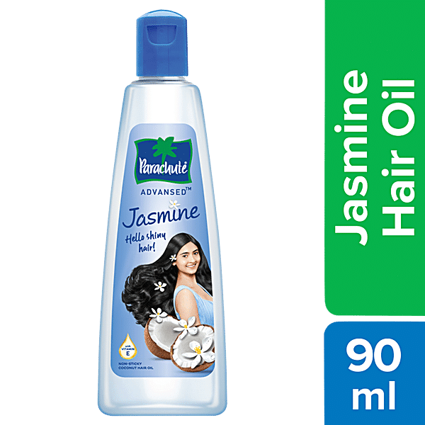 Parachute  Advansed Jasmine Coconut Hair Oil With Vitamin E - Non-Sticky, For Healthy Shiny Hair, 90 ml Bottle - GROFOO