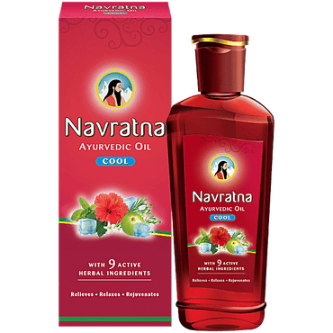 Navratna Ayurvedic Cool Oil - With 9 Active Ingredients, Relieves, Relaxes, Rejuvanates, 100 ml - GROFOO