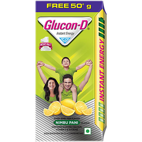 Glucon-D Instant Energy Nutrition Drink - Nimbu Pani, 75 g (Get 50 g Free) - GROFOO