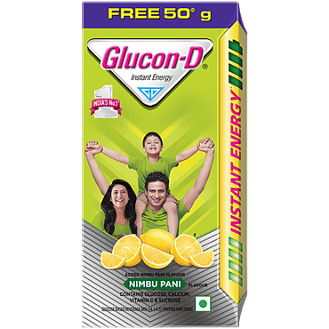 Glucon-D Instant Energy Nutrition Drink - Nimbu Pani, 75 g (Get 50 g Free) - GROFOO