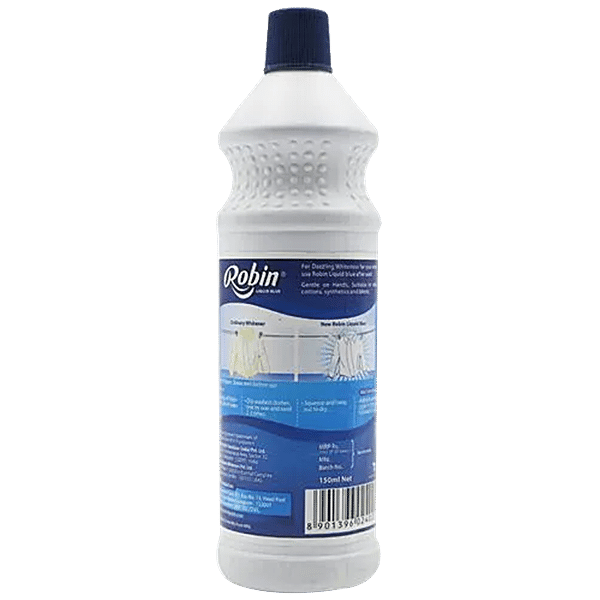 Robin Dazzling White Fabric Whitener, Liquid Blue, 150 ml - GROFOO