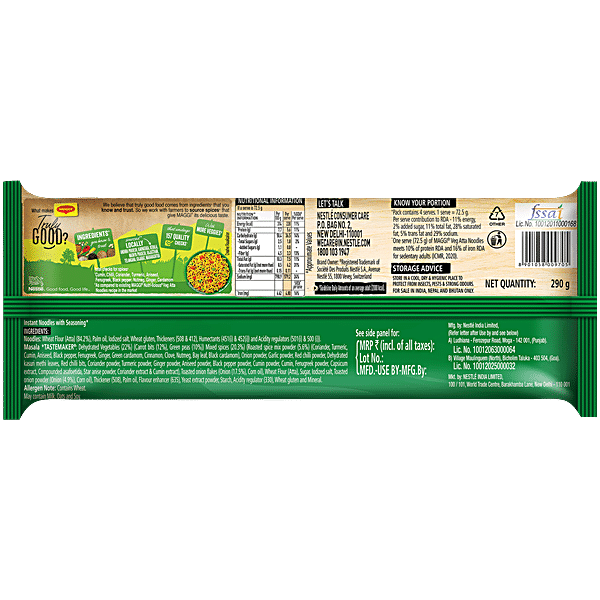 MAGGI  Nutri-Licious Masala Veg Atta Noodles, 290 g Pouch - GROFOO