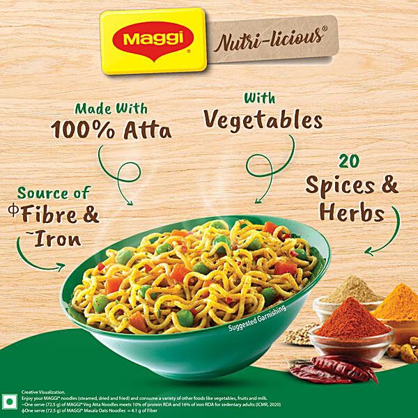 MAGGI  Nutri-Licious Masala Veg Atta Noodles, 290 g Pouch - GROFOO