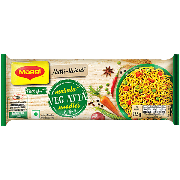 MAGGI  Nutri-Licious Masala Veg Atta Noodles, 290 g Pouch - GROFOO