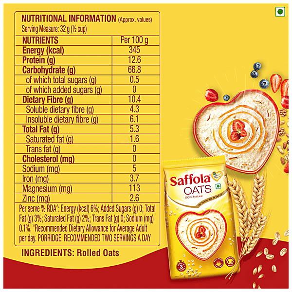 Saffola Oats, 500 g Pouch - GROFOO