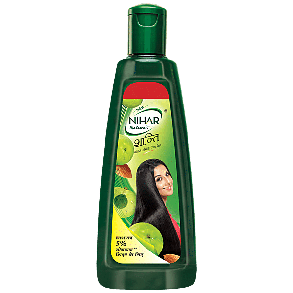 Nihar Naturals Shanti Badam Amla Hair Oil - Makes Hair Strong, Goodness Of Amla & Badam, 70 ml Bottle - GROFOO