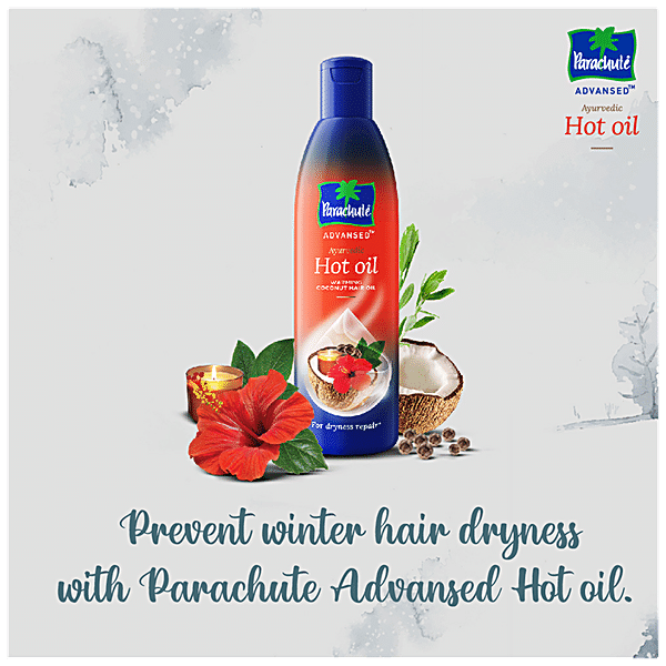 Parachute  Advansed Deep Conditioning Hot Oil - For Winter Dryness, Nourishes Dry Hair, Ayurvedic Warming Oils, 90 ml Bottle - GROFOO