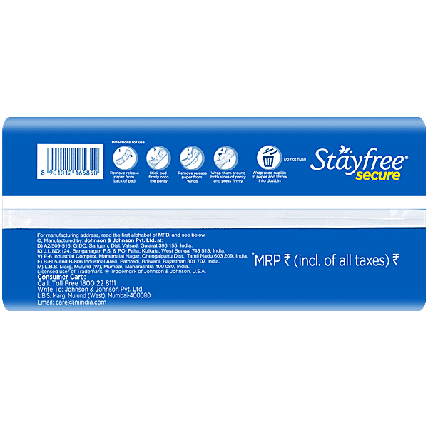 STAYFREE Secure Cottony Sanitary Pads - Regular, 18 pcs - GROFOO