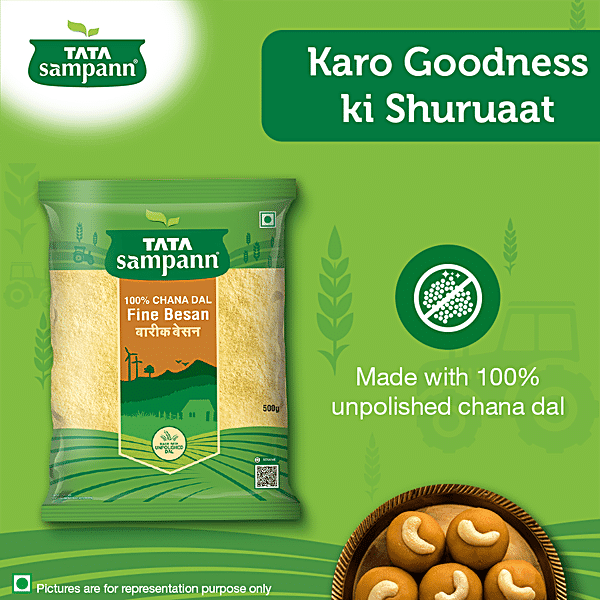 Tata Sampann Fine Besan/Kadale Hittu - 100% Chana Dal, 500 g - GROFOO