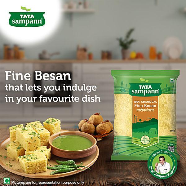 Tata Sampann Fine Besan/Kadale Hittu - 100% Chana Dal, 500 g - GROFOO