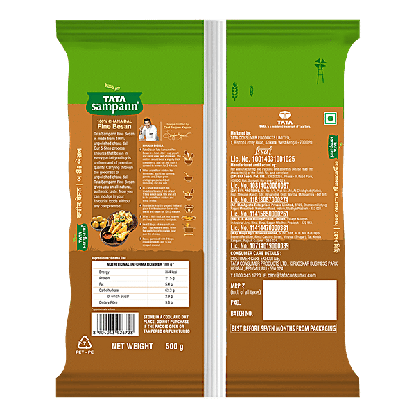 Tata Sampann Fine Besan/Kadale Hittu - 100% Chana Dal, 500 g - GROFOO