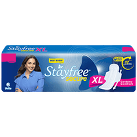 STAYFREE Sanitary Pads - Secure Xl Cottony Soft, with Wings, 6 pads - GROFOO