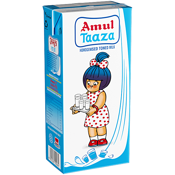 Amul Taaza Homogenised Toned Milk, 1 L Carton - GROFOO