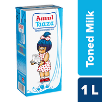 Amul Taaza Homogenised Toned Milk, 1 L Carton - GROFOO