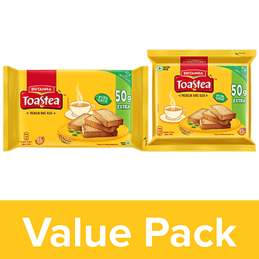 Britannia Toastea Premium Bake Rusk With Goodness Of Elaichi, Sooji & Wheat, 250 g - GROFOO