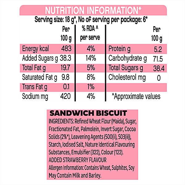 Cadbury Oreo Strawberry Creme Sandwich Biscuit, 113.75 g - GROFOO