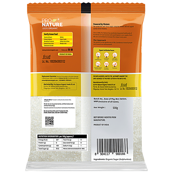 Pro Nature Organic - Sugar/Sakkare, 500 g Pouch - GROFOO