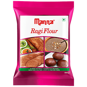 Manna Ragi Flour/Ragi Hittu, 500 g Pouch - GROFOO