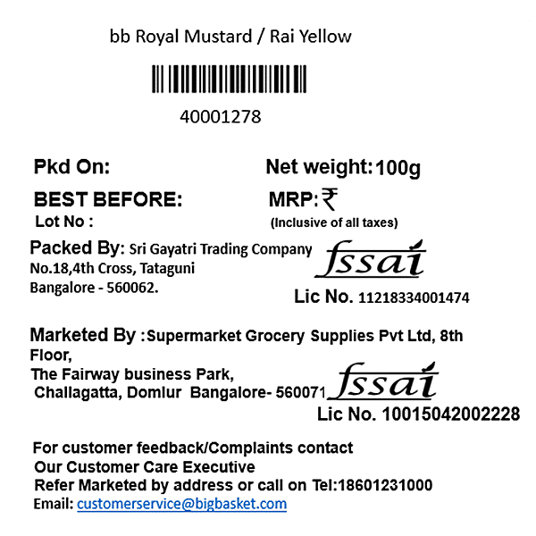 bb Royal Mustard/Sasive/Rai - Yellow, 100 g - GROFOO