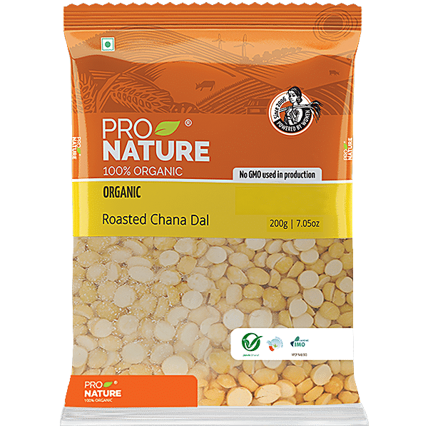 Pro Nature Organic - Roasted Chana Dal/Kadale Bele, 200 g Pouch - GROFOO