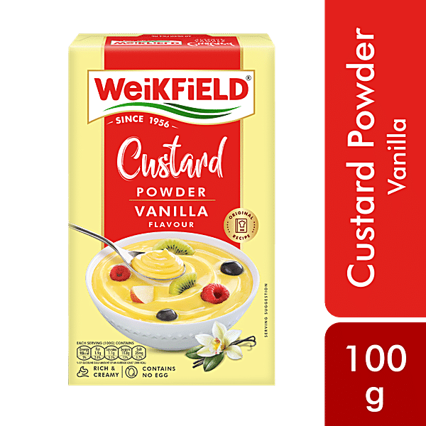 Weikfield Custard Powder - Vanilla Flavour, 100 g Carton - GROFOO