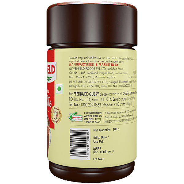 Weikfield Drinking Chocolate Powder - Made From The Finest Cocoa Beans, 100 g Bottle - GROFOO